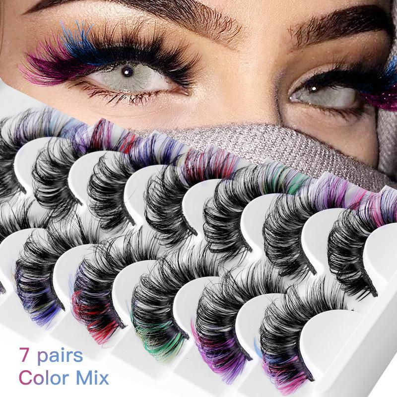 Eyelash Extension Volume Lashes - 7 paires de faux cils colorés