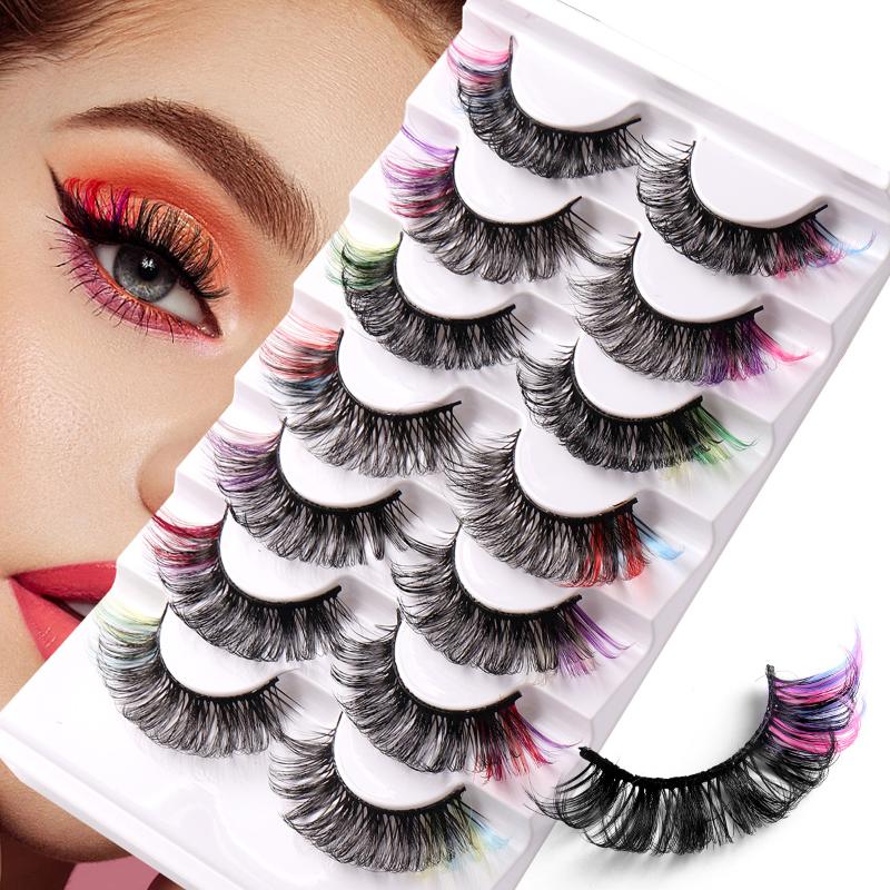 7 paires de faux cils colorés  - Eyelash Extension Volume Lashes avis et prix