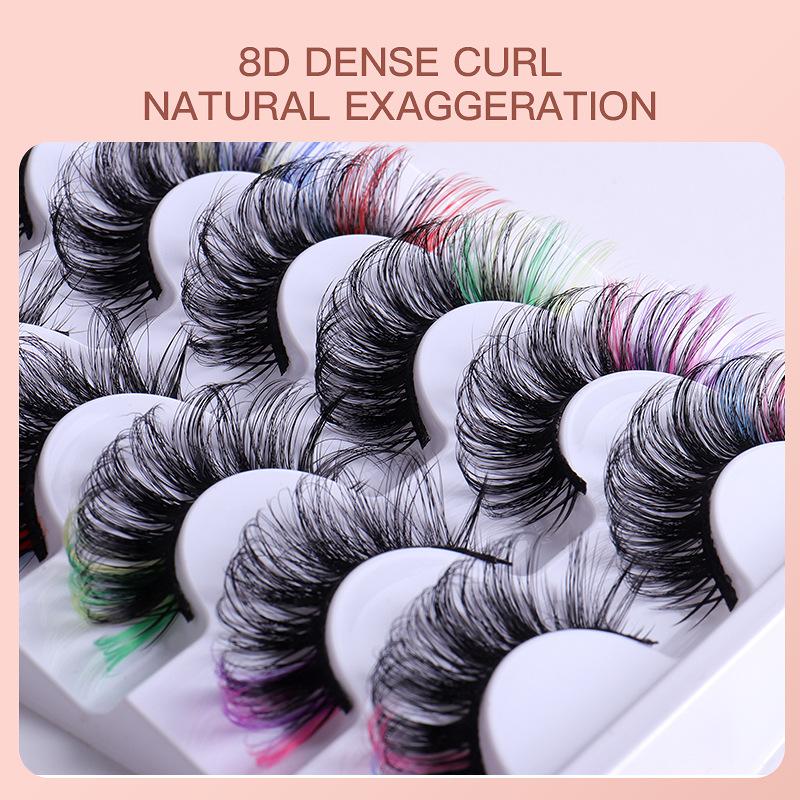 7 paires de faux cils colorés  - Eyelash Extension Volume Lashes avis et prix