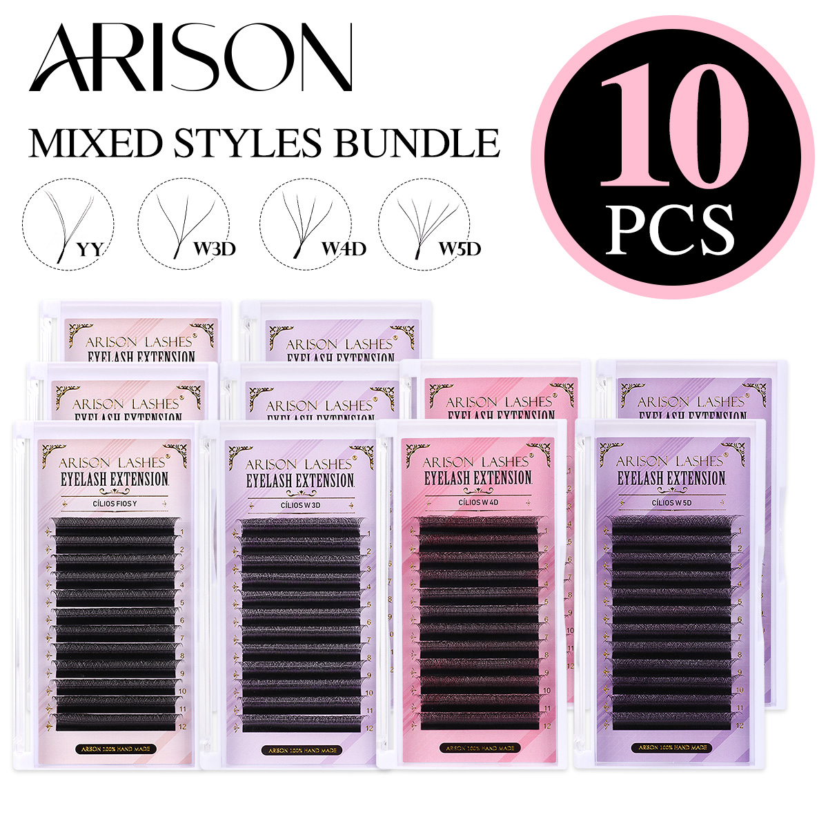 ARISON 10 Boîtes Extensions de - Eyelash Extension Volume Styles avis et prix