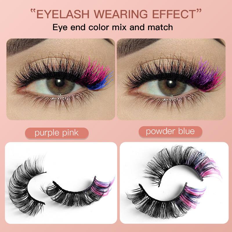 7 paires de faux cils colorés  - Eyelash Extension Volume Lashes avis et prix